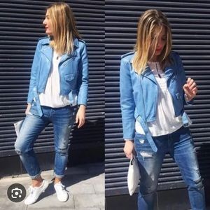 Faux leather jacket bluish
